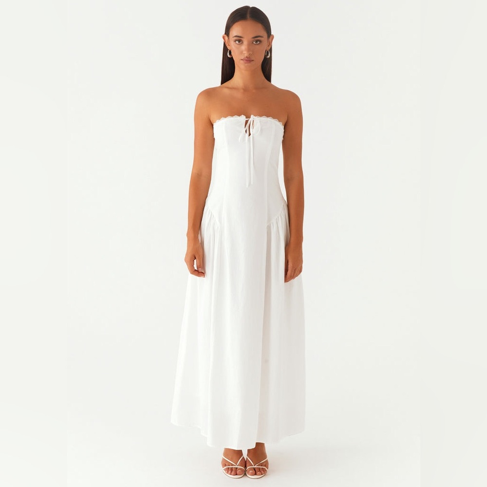 Peppermayo Burleigh White Strapless Maxi Dress